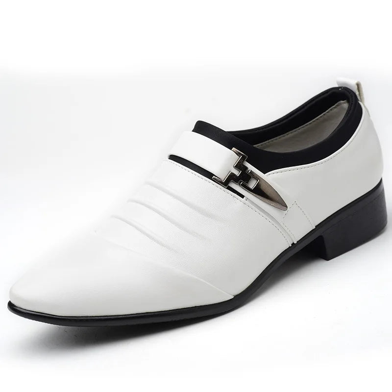 Classic Dress Shoes – Slip-on Black Leather Shoes for Men, Plus Size, Pointed Toe, Business Casual, Formal Shoes for Wedding