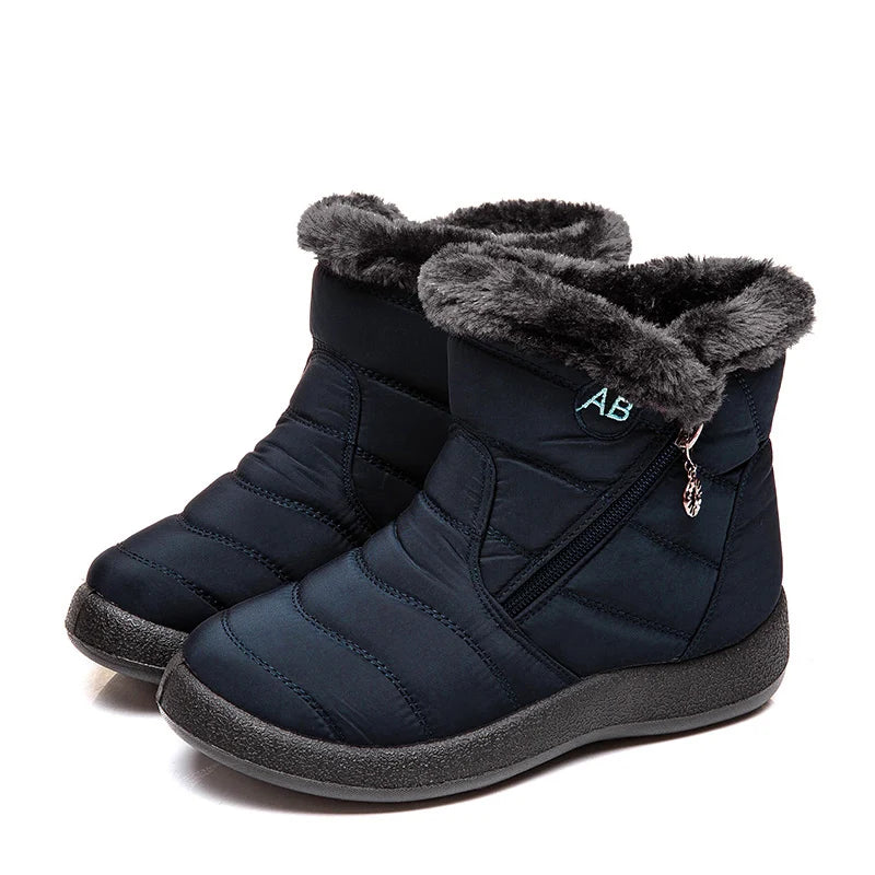 Boots Comfortable Women's Boots – Waterproof Shoes with Zipper, Soft Fur Winter Boots for Women, Botas Mujer Snow Shoes