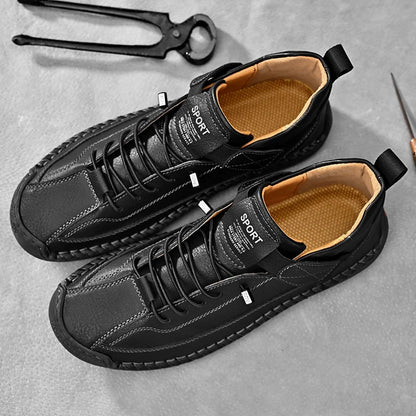 Handmade Leather Shoes – Casual Slip-on Loafers, Breathable Leather Flats for Men, Fashion Moccasins, Tooling Shoes, Plus Size