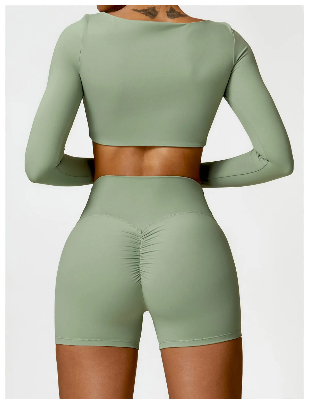 Sportswear Set – Long-Sleeve Top & High-Waisted Shorts or Leggings