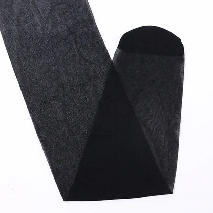 Summer Ultrathin Women's Silk Socks – Black, translucent, and stylish, with a medium calf sleeve