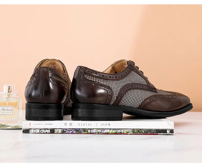 Leather Brogues – Fashion Wedding Party Men Dress Shoes, Italian Designer Male Driving Formal Shoes, Lace-Up Men Oxfords, Big Size