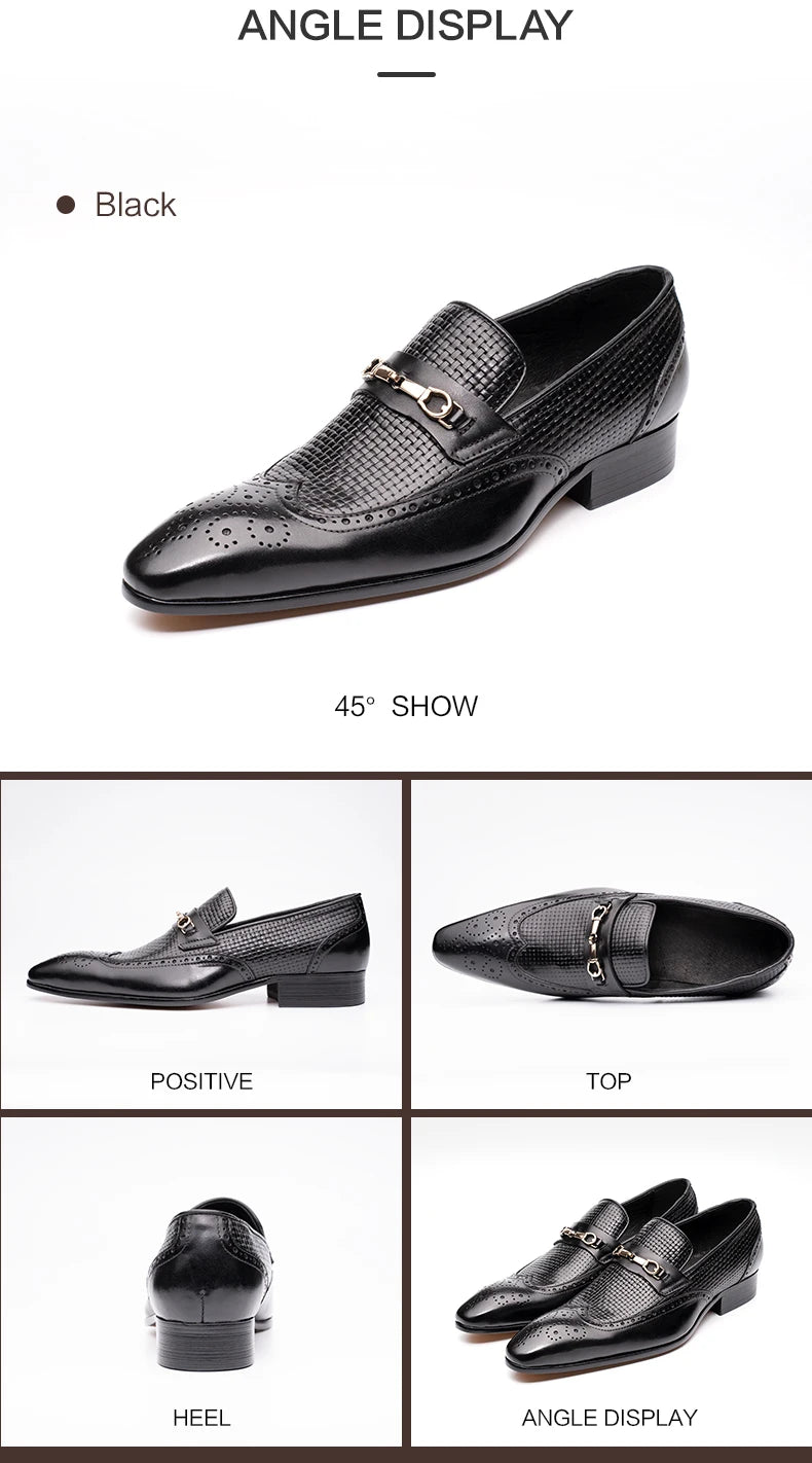 Fashion Business Casual Genuine Leather Shoes – Handmade Party Wedding Wear, Men Office Dress Shoe, Big Size, Black Loafers