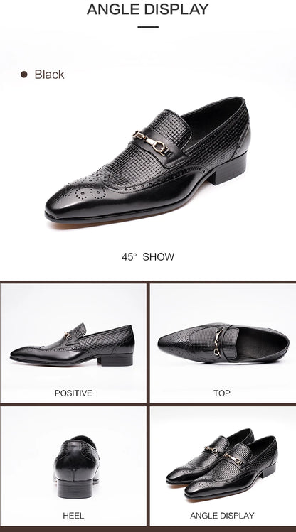 Fashion Business Casual Genuine Leather Shoes – Handmade Party Wedding Wear, Men Office Dress Shoe, Big Size, Black Loafers