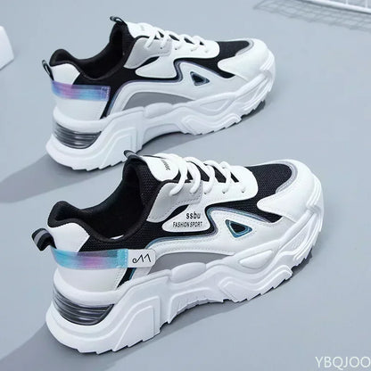Platform Flat Shoes – Women's Green Casual Trainers, Ladies Chunky Sneakers, Women’s Sneakers
