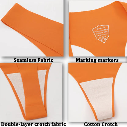 4PCS Women's Seamless Ice Silk Thongs – Sexy, Low Waist, Ultra-Thin, Breathable, T-Back Underwear, No Trace Lingerie