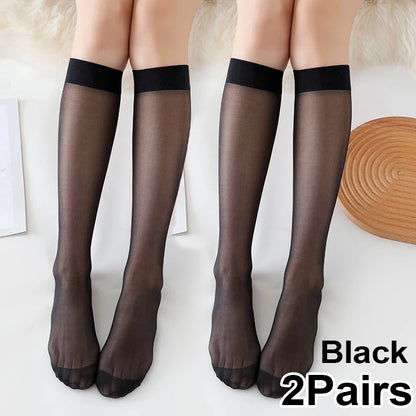Woman Socks – Cute Black White Lolita Long Socks, Summer Thin Knee-High Socks, Fashion Cosplay Sexy Nylon Transparent Stockings