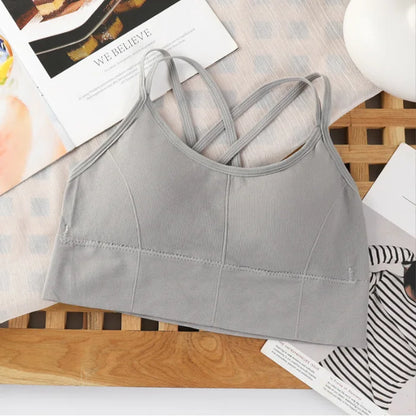Sexy Women's Cross-Back Tank Top – Breathable Sports Bra, Soft Fitness Yoga Wear, Solid Color