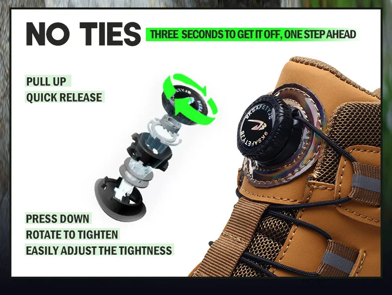 Waterproof Safety Boots Men - Indestructible Steel Toe Work Boots, Anti-smash, Stab-resistant Safety Shoes, Biker Botas Para Hombre