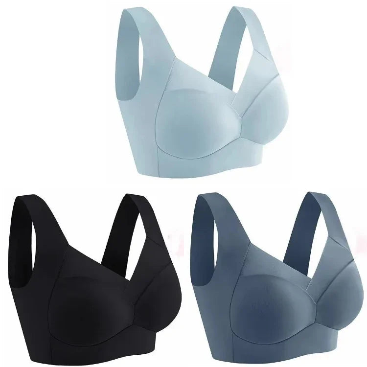 3pcs Ice Silk Seamless Sport Bra Gather Prevent Sagging No Steel Ring Comfortable Large Size