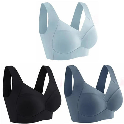 3pcs Ice Silk Seamless Sport Bra Gather Prevent Sagging No Steel Ring Comfortable Large Size