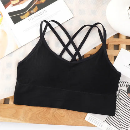 Sexy Women's Cross-Back Tank Top – Breathable Sports Bra, Soft Fitness Yoga Wear, Solid Color