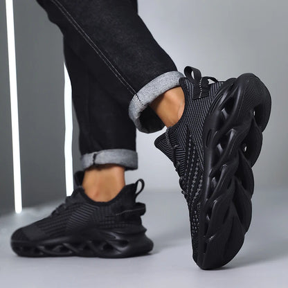 Comfortable Sneakers – Breathable Mesh Tennis Sports Running & Walking Outdoor Shoes for Men, Red Flying Weave, Slip-on Gym Shoes