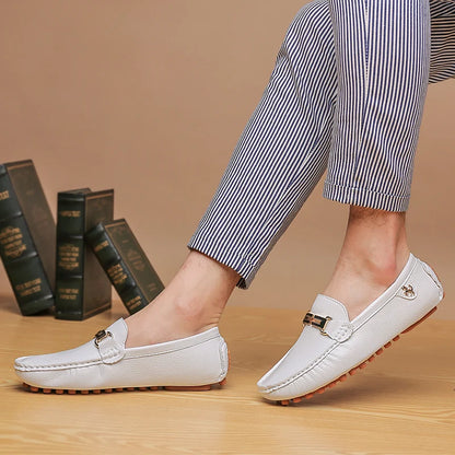 Loafers Handmade PU Leather – Casual Driving Flats, Slip-on Shoes, Luxury Comfy Moccasins, White Loafers for Men