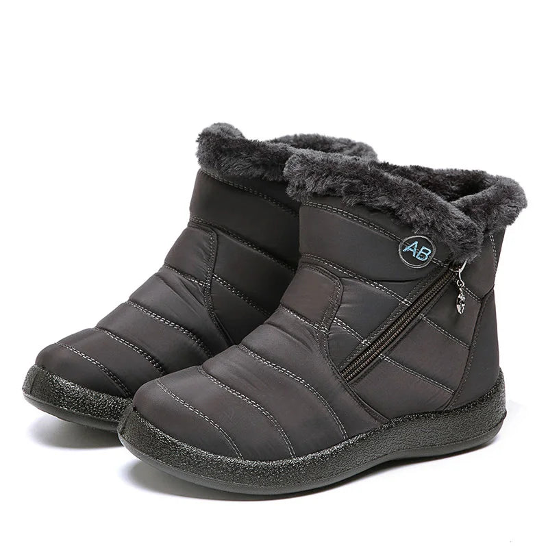 Boots Comfortable Women's Boots – Waterproof Shoes with Zipper, Soft Fur Winter Boots for Women, Botas Mujer Snow Shoes