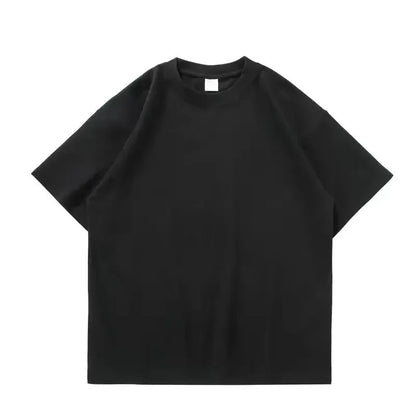 Heavy-duty Pure Cotton T-shirt Thickened, Threaded Round Neck