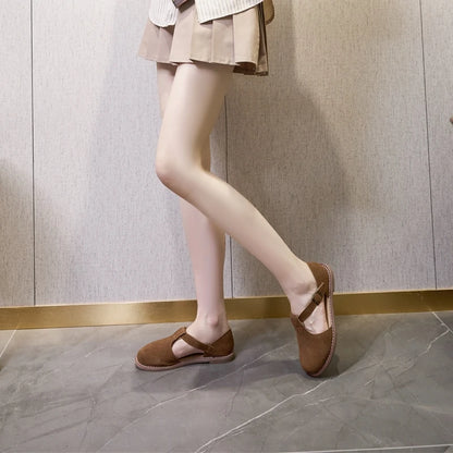 Flat-Soled Retro Frosted Genuine Leather Women's Sandals - New Hollow Roman Baotou Sandals for Women