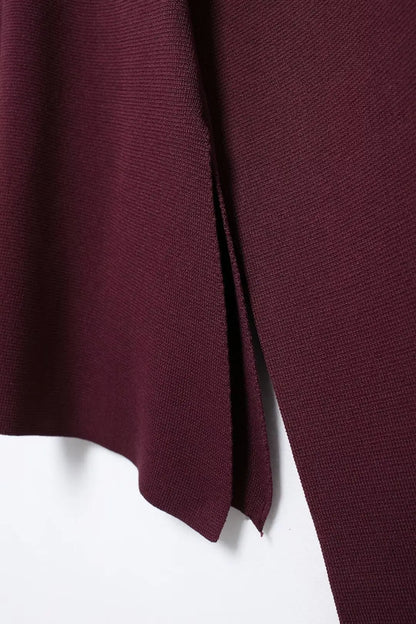 Elegant Knitted Cardigan – Burgundy Red, V-Neck, Slim Fit, Long Sleeve, Autumn Office Chic Outerwear