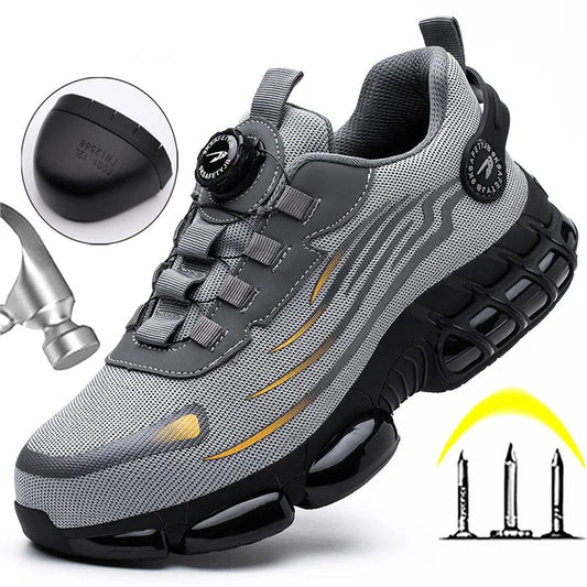 Rotating Button New Safety Shoes for Men – Anti-smash, Anti-puncture Work Shoes, Fashion Men’s Sport Shoes, Security Protective Boots