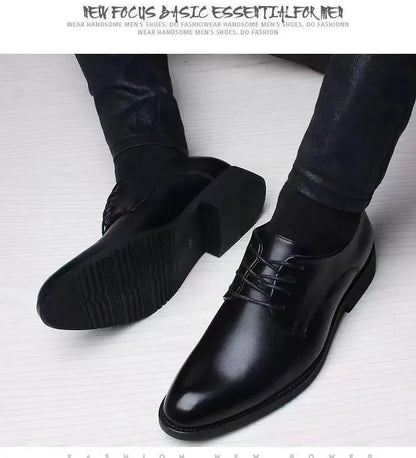 British Casual Business Formal Leather Shoes – Men’s Heightening Single Shoes, Casual Shoes for Suit, Spring and Autumn
