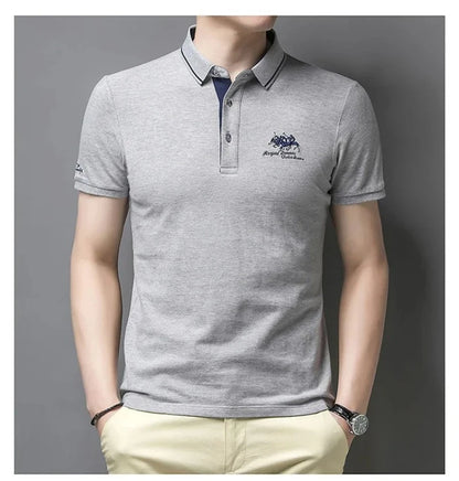 Men's Embroidered Polo Shirts – Short Sleeve Luxury Top With Lapel, Casual And Breathable, Lightweight T-Shirt For Men