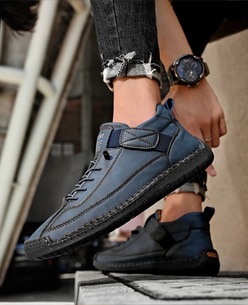 Handmade Leather Shoes – Casual Slip-on Loafers, Breathable Leather Flats for Men, Fashion Moccasins, Tooling Shoes, Plus Size