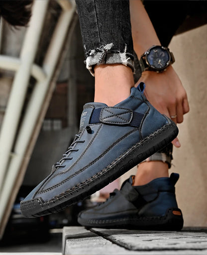Handmade Leather Shoes – Casual Slip-on Loafers, Breathable Leather Flats for Men, Fashion Moccasins, Tooling Shoes, Plus Size