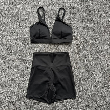 1/2PCS V-Neck Sports Bra or High-Waisted Shorts