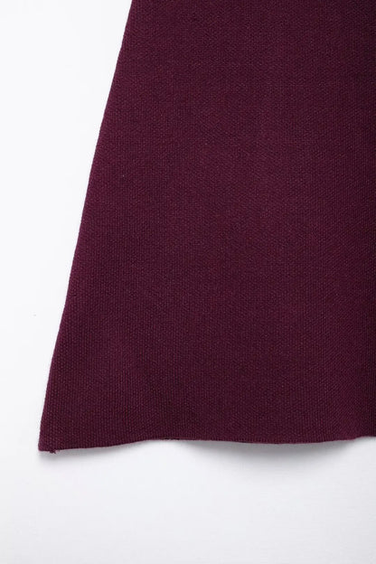 Elegant Knitted Cardigan – Burgundy Red, V-Neck, Slim Fit, Long Sleeve, Autumn Office Chic Outerwear