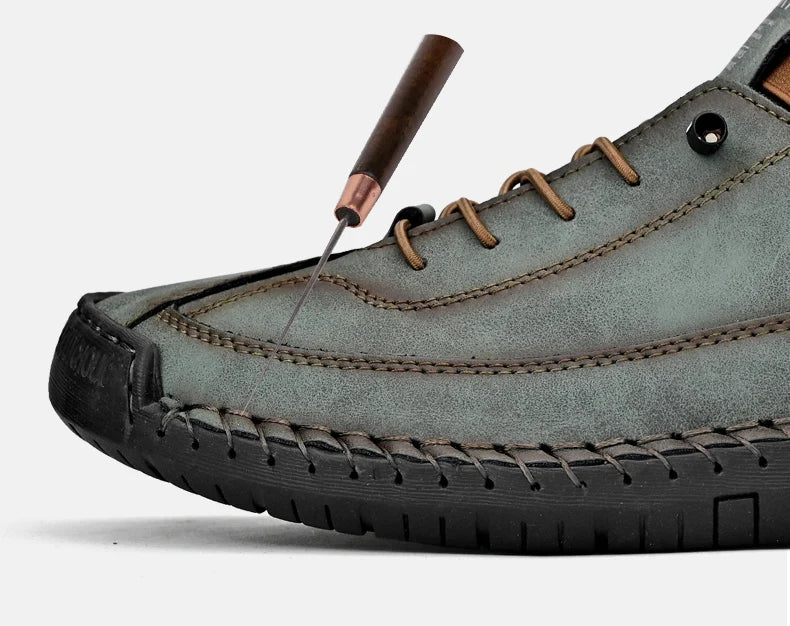 Handmade Leather Shoes – Casual Slip-on Loafers, Breathable Leather Flats for Men, Fashion Moccasins, Tooling Shoes, Plus Size