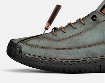Handmade Leather Shoes – Casual Slip-on Loafers, Breathable Leather Flats for Men, Fashion Moccasins, Tooling Shoes, Plus Size