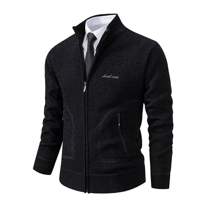 Knitwear Men's Stand-up Collar Thick Warm Cardigan Sweater – Loose Fit, Casual Winter Coat