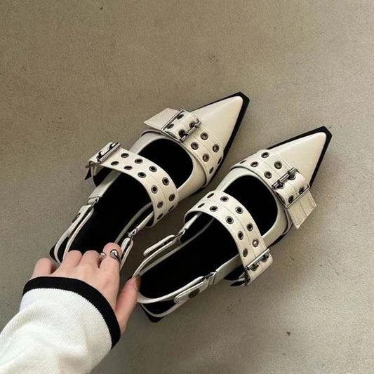 French Style Pointed Toe Mary Jane Shoes for Women – Retro Medium Thick Heel, Perfect for Skirts, Small Leather Shoes