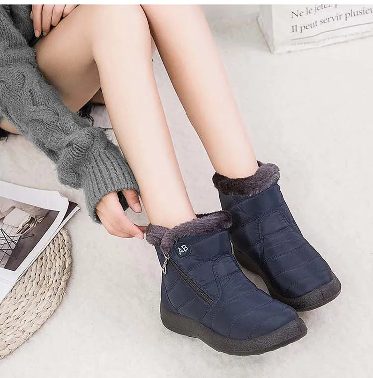 Boots Comfortable Women's Boots – Waterproof Shoes with Zipper, Soft Fur Winter Boots for Women, Botas Mujer Snow Shoes