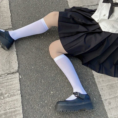Solid Color Long Socks – Japan Style School Girls Thigh High Stockings, Lolita Kawaii Cute Knee High Socks