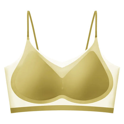Ultra-Thin Breathable Ice Silk Bra – Women's Bustier, Seamless, Back Halter, Vest Wrap Design, Small Chest Support