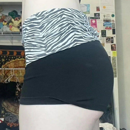 Beach Style Patchwork Zebra Shorts – Holiday, Sexy, Slim Fit, Low Waist, Summer Fashion, Streetwear