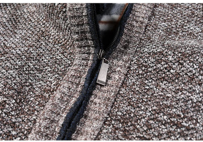 Warm Cardigan – Men's Fleece Sweater With Full Zip, Slim Fit, And Luxury Brand Knitted Design, Perfect For Cold Weather