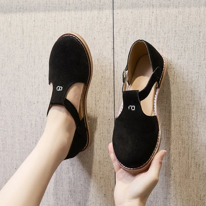 Flat-Soled Retro Frosted Genuine Leather Women's Sandals - New Hollow Roman Baotou Sandals for Women