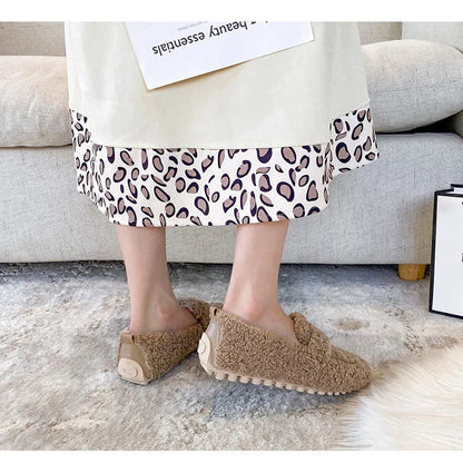 Warm Outdoor Shoes Plush Design British Style White Snow Boots Ladies' Casual Flats New Women's Winter