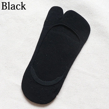 Women's Two Finger Socks – Summer Thin, Non-slip, Invisible Low Cut Boat Socks, Solid Color, Breathable Cotton Tabi Socks