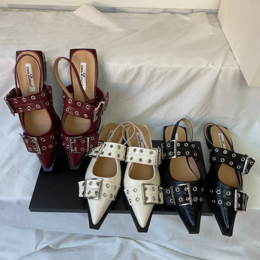 Pointed Toe Sandals - Spring Fashion Shallow Slingback Flats for Women, Big Size