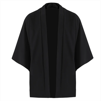 Men's Lightweight Kimono Shirt – Seven Sleeve Open Front Cardigan, Japanese Style Yukata Bathrobe, Samurai-Inspired Clothing