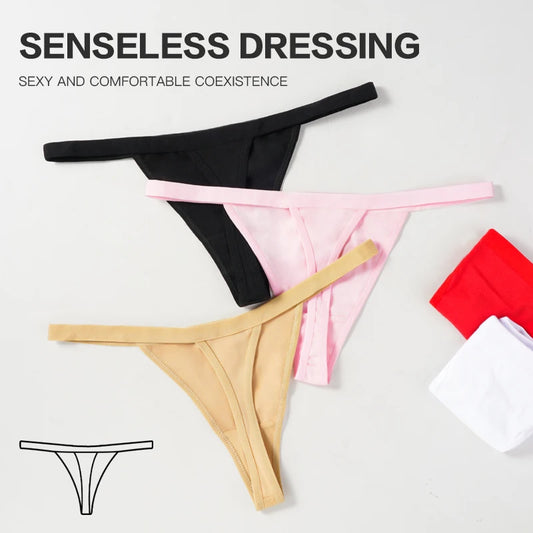 3PCS Sexy Cotton Thongs – Low Waist, Seamless, Breathable, Comfortable Women's G-String Underwear