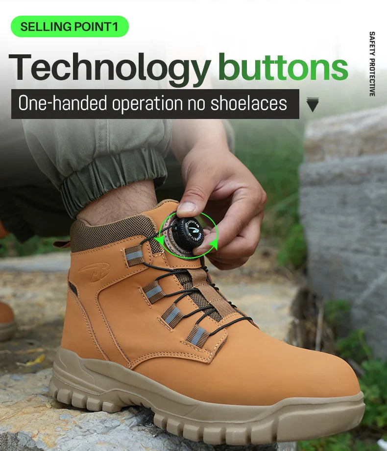 Waterproof Safety Boots Men - Indestructible Steel Toe Work Boots, Anti-smash, Stab-resistant Safety Shoes, Biker Botas Para Hombre