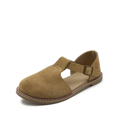 Flat-Soled Retro Frosted Genuine Leather Women's Sandals - New Hollow Roman Baotou Sandals for Women