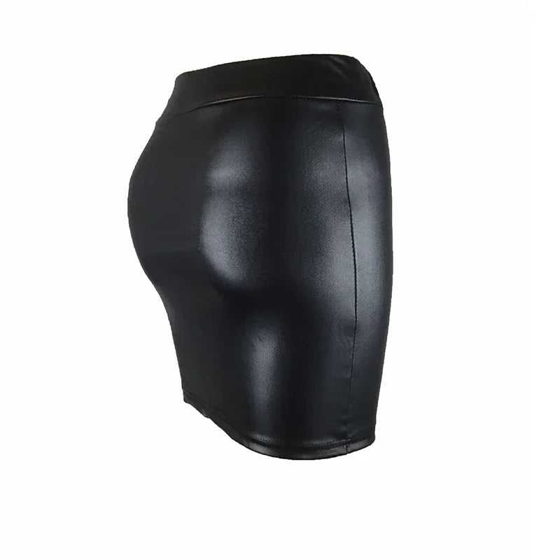 Slim Imitation Leather Pencil Mini Skirt High Waist