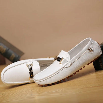 Loafers Handmade PU Leather – Casual Driving Flats, Slip-on Shoes, Luxury Comfy Moccasins, White Loafers for Men