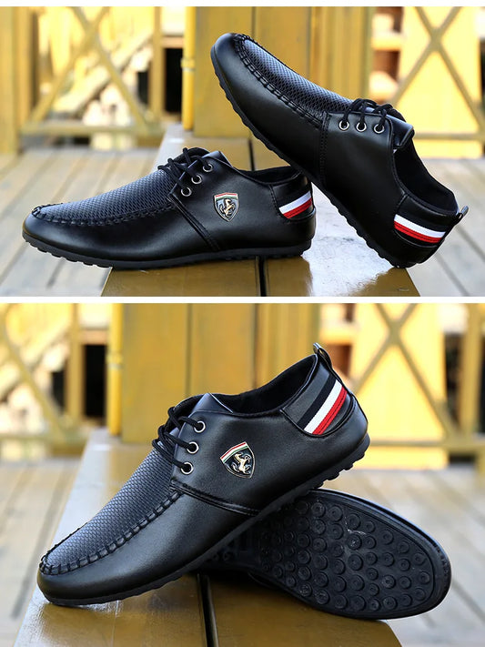Casual Small Leather Shoes – Trendy and Versatile, Wear-Resistant Bean Shoes, Small White Shoes for Men, Spring and Autumn Men's Footwear