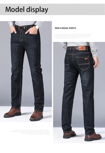 Men's Classic Jeans – Soft Black Denim, Biker Style, Pantalones Hombre, Stylish and Comfortable Overalls for Men